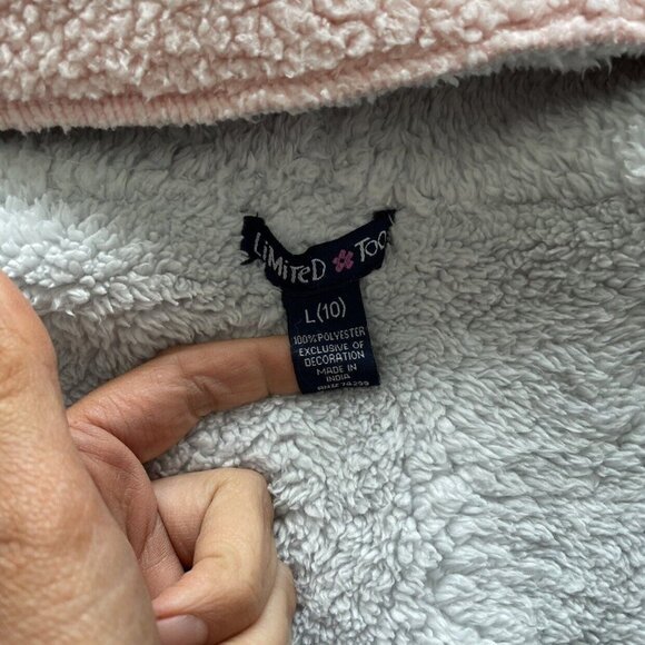 Limited Too Pink Sherpa Hooded Open Sweatshirt Size 10 - Picture 4 of 9